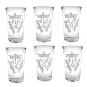 Celtic Dragonfly Shot Glass Set of 6, Engraved